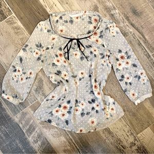 EUC Lauren Conrad Sweet Floral Blouse Size S